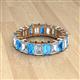 2 - Kerry 6x4 mm Emerald Cut Blue Topaz and Lab Grown Diamond Side Gallery Work Eternity Band 