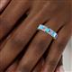 5 - Kerry 6x4 mm Emerald Cut Blue Topaz and Lab Grown Diamond Side Gallery Work Eternity Band 