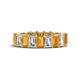 1 - Kerry 6x4 mm Emerald Cut Citrine and Lab Grown Diamond Side Gallery Work Eternity Band 