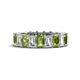 1 - Kerry 6x4 mm Emerald Cut Peridot and Lab Grown Diamond Side Gallery Work Eternity Band 