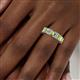 5 - Kerry 6x4 mm Emerald Cut Peridot and Lab Grown Diamond Side Gallery Work Eternity Band 