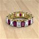 2 - Kerry 6x4 mm Emerald Cut Rhodolite Garnet and Lab Grown Diamond Side Gallery Work Eternity Band 