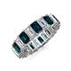 3 - Kerry 6x4 mm Emerald Cut London Blue Topaz and Lab Grown Diamond Side Gallery Work Eternity Band 