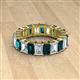 2 - Kerry 6x4 mm Emerald Cut London Blue Topaz and Lab Grown Diamond Side Gallery Work Eternity Band 