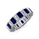 3 - Kerry 6x4 mm Emerald Cut Blue Sapphire and Lab Grown Diamond Side Gallery Work Eternity Band 