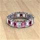 2 - Kerry 6x4 mm Emerald Cut Pink Tourmaline and Lab Grown Diamond Side Gallery Work Eternity Band 