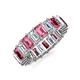 3 - Kerry 6x4 mm Emerald Cut Pink Tourmaline and Lab Grown Diamond Side Gallery Work Eternity Band 