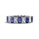 1 - Kerry 6x4 mm Emerald Cut Iolite and Lab Grown Diamond Side Gallery Work Eternity Band 