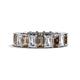 1 - Kerry 6x4 mm Emerald Cut Smoky Quartz and Lab Grown Diamond Side Gallery Work Eternity Band 
