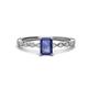 1 - Amaira 7x5 mm Emerald Cut Iolite and Round Diamond Engagement Ring  