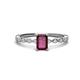 1 - Amaira 7x5 mm Emerald Cut Rhodolite Garnet and Round Diamond Engagement Ring  