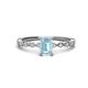 1 - Amaira 7x5 mm Emerald Cut Aquamarine and Round Diamond Engagement Ring  