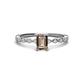 1 - Amaira 7x5 mm Emerald Cut Smoky Quartz and Round Diamond Engagement Ring  
