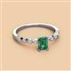 2 - Amaira 7x5 mm Emerald Cut Lab Created Alexandrite and Round Diamond Engagement Ring  
