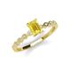 3 - Amaira 7x5 mm Emerald Cut Yellow Sapphire and Round Diamond Engagement Ring  
