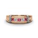 1 - Kevin 0.44 ctw Pink Tourmaline and Natural Diamond Men Wedding Band (7.80 mm) 