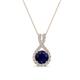1 - Keily 6.00 mm Round Blue Sapphire and Diamond Halo Pendant 