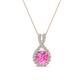 1 - Keily 6.00 mm Round Lab Created Pink Sapphire and Diamond Halo Pendant 