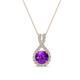 1 - Keily 6.00 mm Round Amethyst and Diamond Halo Pendant 