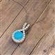 3 - Keily 6.00 mm Round Turquoise and Diamond Halo Pendant 