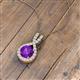 3 - Keily 6.00 mm Round Amethyst and Diamond Halo Pendant 