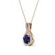 4 - Keily 6.00 mm Round Blue Sapphire and Diamond Halo Pendant 