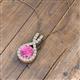 3 - Keily 6.00 mm Round Lab Created Pink Sapphire and Diamond Halo Pendant 