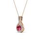 4 - Keily 6.00 mm Round Pink Tourmaline and Diamond Halo Pendant 