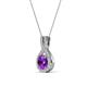 4 - Keily 6.00 mm Round Amethyst and Diamond Halo Pendant 