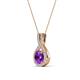 4 - Keily 6.00 mm Round Amethyst and Diamond Halo Pendant 