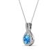 4 - Keily 6.00 mm Round Blue Topaz and Diamond Halo Pendant 