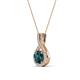 4 - Keily 6.00 mm Round London Blue Topaz and Diamond Halo Pendant 