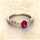 2 - Amaira 7x5 mm Oval Cut Rhodolite Garnet and Round Diamond Engagement Ring  