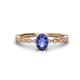 1 - Amaira 7x5 mm Oval Cut Iolite and Round Diamond Engagement Ring  