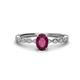 1 - Amaira 7x5 mm Oval Cut Rhodolite Garnet and Round Diamond Engagement Ring  