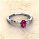 2 - Amaira 7x5 mm Oval Cut Rhodolite Garnet and Round Diamond Engagement Ring  