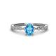 1 - Amaira 7x5 mm Oval Cut Blue Topaz and Round Diamond Engagement Ring  