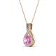 4 - Keily 6.00 mm Round Lab Created Pink Sapphire and Diamond Halo Pendant 