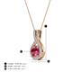 5 - Keily 6.00 mm Round Pink Tourmaline and Diamond Halo Pendant 