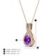 5 - Keily 6.00 mm Round Amethyst and Diamond Halo Pendant 