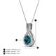 5 - Keily 6.00 mm Round Blue and White Diamond Halo Pendant 