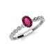 3 - Amaira 7x5 mm Oval Cut Rhodolite Garnet and Round Diamond Engagement Ring  
