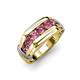 4 - Brad Round Pink Tourmaline 7 Stone Men Wedding Ring
