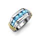 4 - Brad Round Blue Topaz 7 Stone Men Wedding Ring