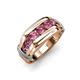 4 - Brad Round Pink Tourmaline 7 Stone Men Wedding Ring