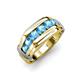 4 - Brad Round Blue Topaz 7 Stone Men Wedding Ring