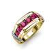4 - Brad Round Rhodolite Garnet 7 Stone Men Wedding Ring