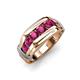 4 - Brad Round Rhodolite Garnet 7 Stone Men Wedding Ring