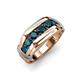 4 - Brad Round Blue Diamond 7 Stone Men Wedding Ring