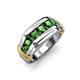 4 - Brad Round Green Garnet 7 Stone Men Wedding Ring